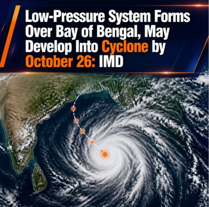 Low-Pressure System Forms Over Bay of Bengal, May Develop Into Cyclone by October 26: IMD
